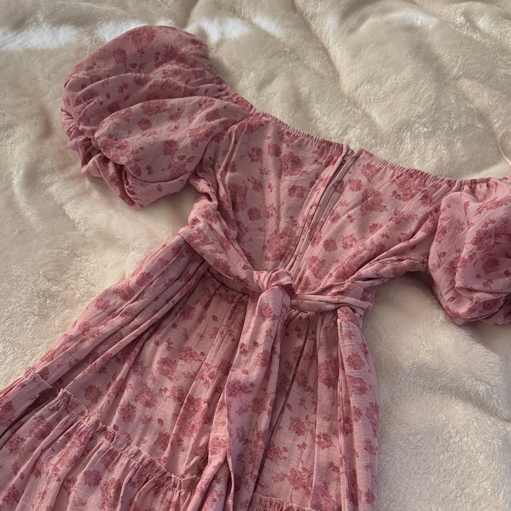 Floral Pink Off the Shoulder Dress - Picture 3 of 3